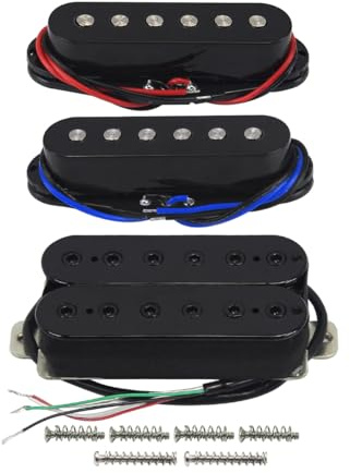 FLEOR 3-teiliges Keramik-Single-Coil-Tonabnehmer- und Humbucker-Tonabnehmer-Set für HSS-Gitarrenteile, Schwarz