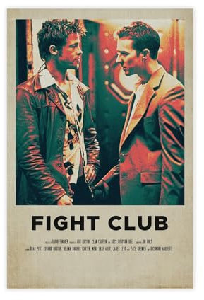 Fight Club Filmposter 29, Leinwand-Poster, Wandkunst, Dekor, Bild, Gemälde für Wohnzimmer, Schlafzimmer, Dekoration, ungerahmt, 20 x 30 cm