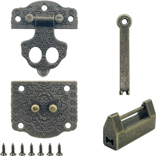 Cierre de Bronce Antiguo Mini Candados de Estilo Vintage Cerradura de captura de puerta en relieve de diseño Gancho de cierre antiguo Hasp Para Cajón De Madera Caja De Joyería Caja Gabinete Armario