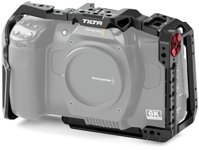 TILTA, BMCC-Käfig, vollständiger Kamerakäfig kompatibel mit BMCC 6K, Blackmagic Cinema Camera 6K mit Zubehör-Montagehalterung für Batteriegriff – Schwarz TA-T64-FCC-B