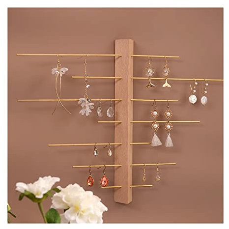 Schmuckdisplay zum Verkauf, Wandmontage, hängender Schmuck-Organizer, Wand-Ohrring-Organizer, Ohrringe, Kleiderbügel, Aufbewahrung für Frauen und Mädchen (Gold)
