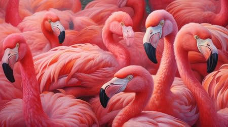Acryl-Bild 50 x 30 cm: Nahaufnahme von rosa Flamingos. Generative KI (204878687)