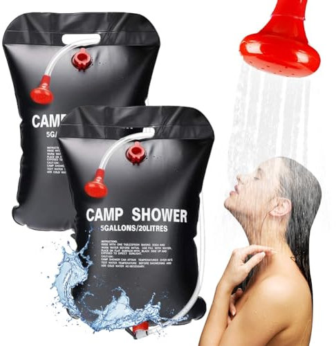 DANNEEFORSU7 Solar Shower Bag, 20 L Camping Shower Solar Shower, Solar Heating Camping Shower Bag, Outdoor Garden Shower Children Hot Water, Portable Solar Water Bag for Garden, Climbing, Travel