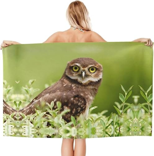 okoikfc 3D Strandtuch 80x160 cm Eule Badetuch Groß Eule Microfaser Handtücher Weich Schnell Trocknen Strandhandtuch Herren Frauen Badetücher, Strandtücher Strandlaken Handtuch A1410