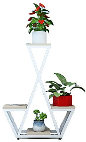 pflanzenständer, blumenstand, blumenstander Blumenregal pflanzenhocker pflanzentopf blumentopf hoch indoor holz seule Garten Blumentreppen Pflanzentreppe Ablagen deko gold metall weiß schwar