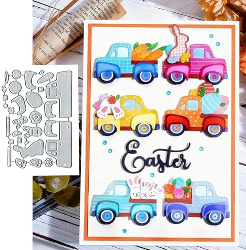 Loaded Truck Hasen-Metall-Stanzformen, Motiv: Frohe Weihnachten, Kaninchen, Stanzschablonen, DIY, Scrapbooking, dekorative Prägung, Papier, Scrapbooking, Kartenherstellung
