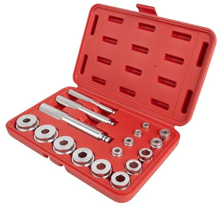 Dixhills Set di attrezzi per cuscinetti delle ruote, 17 pezzi, kit di montaggio per boccole per asse ruota, guarnizione ad anello, dischi driver, attrezzi