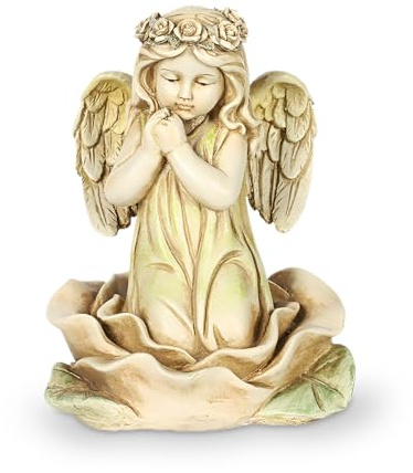 Tuzsocr Engel Gartenstatuen, LED Dekofigur Betende Engel, Schutzengel Figuren Licht, Wetterfest Grabschmuck für Friedhof, Fairy Engel Skulptur Deko Draußen, Rasen, Hof, Terrasse, Fensterbank (Stil 1)