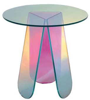 Bunter Acryl-Beistelltisch, moderne Dekoration für Wohnzimmer und Balkon, kleiner runder Beistelltisch für Sofa, Regenbogen-Glastisch für schillernde Note