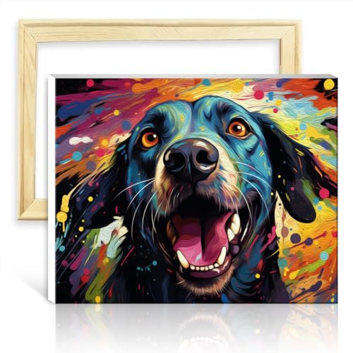 TANGFEIY Digitale Malsets, Hundefarben, digitales Malen für Kinder, Acrylbilder mit Pinseln, Wanddekoration für Zuhause, mit Rahmen (30 x 40 cm)