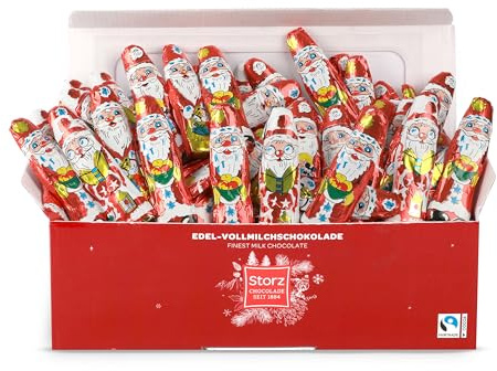 Storz Schoko Weihnachtsmännchen Vorteilspack – 140 Stück à 5,5g – Schokolade einzeln verpackte Nikolaus Schokolade – Ideal für als Adventskalender Füllung oder Schulen, Kitas & Weihnachtsgeschenke | einzeln verpackte Nikolaus Schokolade, Ideal für als Adventskalender Füllung oder Schulen, Kitas & Weihnachtsgeschenke