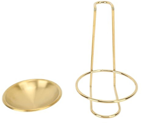 Portamestolo verticale in acciaio inox per mestolo da zuppa e utensili da cucina, supporto per organizzazione ordinata, design salvaspazio, per pentole da cucina, pentole calde, (D'oro con 1 piatto)