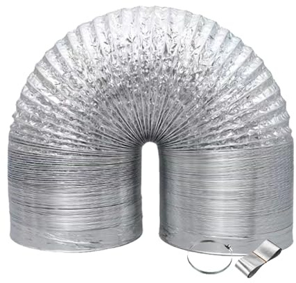Aluminium Lüftungsschlauch Hält Hohen Temperaturen Stand Trockner Abluftschlauch, mit Stahlspirale Verlängerung Abluftrohr, für Wäschetrockner, Abzugshaube, Rohrventilator, Klimaanlagen(4m,250mm)