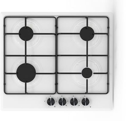Placa de gas de acero inoxidable 4 fuegos blanca - Circe