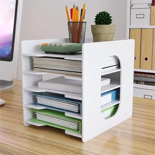 OHMG Dokumentenablage A4 Briefablage 5 Ablagefächer PVC Schreibtisch Datei Organizer Papierablage Aktenaufbewahrung Ablagesystem Dokumentenhalter für Büro Arbeitszimmer Schule Office