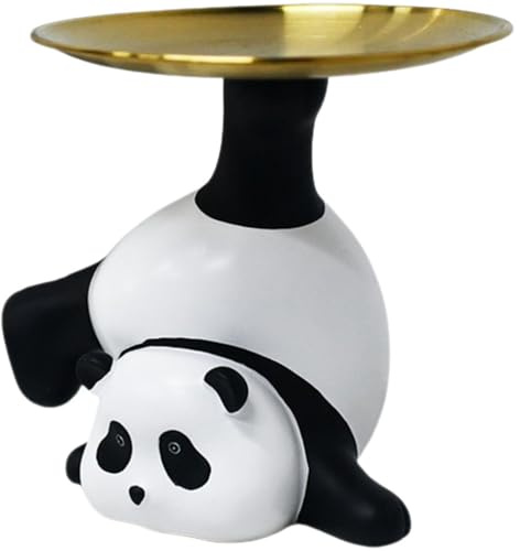 TINEASUR Vassoio Portaoggetti come Contenitore Decorativo Multiuso e Facile da Pulire a Forma di Panda in Resina e Acciaio Inossidabile per Chiavi per Ingresso Casa