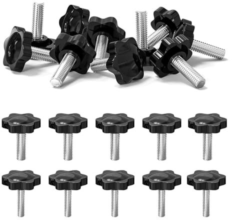 YFLeomry 25 Pièces Vis Papillon m6 x30mm de Pouce Boulon de Serrage à Tête en Forme D'étoile Noire, Pour Machines-outils, Appareils Mécaniques, Décoration de Meubles de Ecrou Papillon