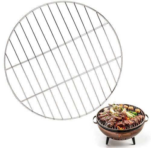 Rzspher Griglia rotonda Ø 40 cm, griglia rotonda in acciaio inox, griglia per braciere, griglia per barbecue, teglia da forno per campeggio, picnic, giardino