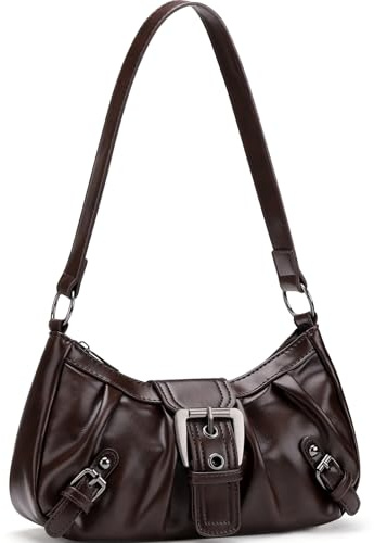 WantGor Women's Shoulder Bag, Clutch Tote Bags Top Handle Purse | Zipper Vintage Handbag Buckle Punk Hobo Purses Trendy Underarm Bag