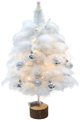 Charm-Feder-Weihnachtsbäume mit Lichtern schaffen in wenigen Minuten festliche Atmosphäre, ideal für Tisch- oder Regaldekorationen, Tisch-Weihnachtsbaum