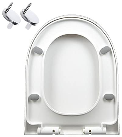 D-Shape Soft Close Toilet Seat White Plastic Loo Seat with Quick Release & Adjustable Hinges for Easy Cleaning & Stylish Bathroom Essential Model 9013