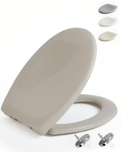 HySail Hochwertiger Toilettendeckel mit Absenkautomatik, Schnellverschluss und Hygienischer Oberfläche – Robust, Umweltfreundlich, Farbbeständig, in Mehreren Farben Erhältlich (Beige, Oval)