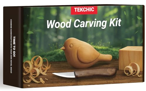TEKCHIC Schnitzmesser, 13-teiliges Schnitzwerkzeug Vogel-DIY-Sets für Erwachsene Hobby Schnitzset für Anfänger und Kinder, Schnitzen ein Sicheres Holzschnitzmesser für Kinder