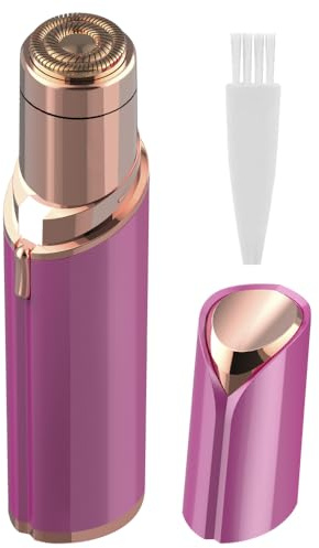Rasoir Visage Femme, Epilateur Visage Femme à Piles, Doux et Indolore Rasoir Electrique, pour Joues/Lèvres/Menton/Bras, Piles Incluse (Rose rouge)