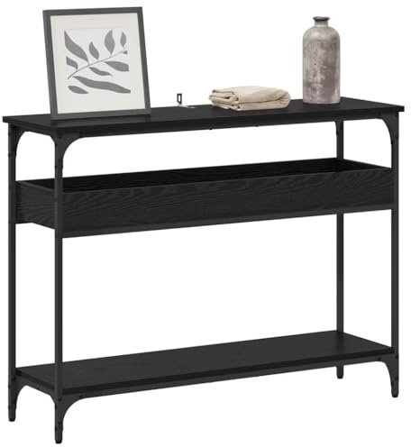 vidaXL Table Console Chêne Noir 100 x 29 x 75 cm Bois d'ingénierie, Table Console rectangulaire Moderne, Petite, Style Industriel, pour Salon, entrée, Pratique