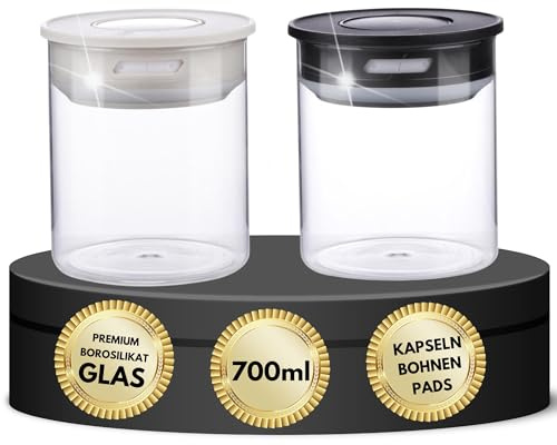 Lot de 2 boîtes à café sous vide avec couvercle aromatique hermétique pour grains de café, dosettes de café, capsules de café, compatibles avec Nespresso Dolce Gusto Senseo Tchibo