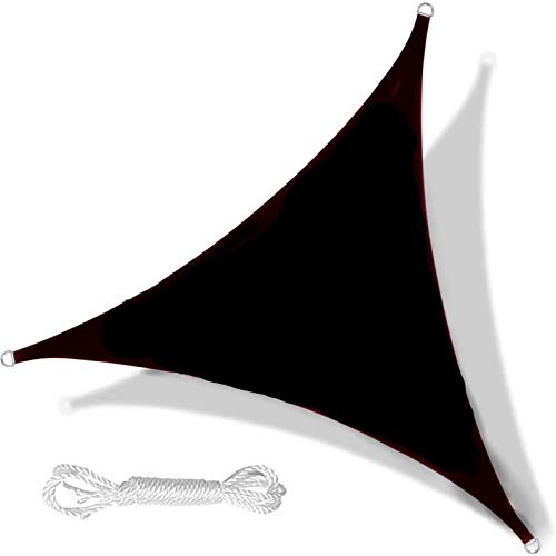 Waterproof Outdoor Triangle Sun Shade Sail, UV Block 98% Patio Canopy for Garden, Party & Backyard, 3.6 x 3.6 x 3.6 m, Black - Summer Sun Protection