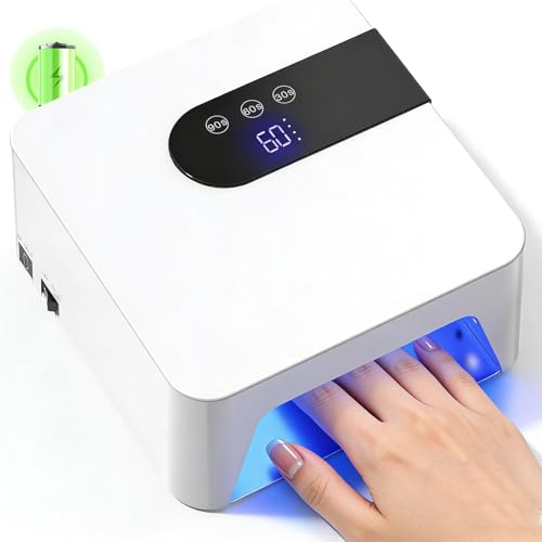 UV LED Nail Lamp, 45W Rechargeable Gel Polish Nail Dryer with Timer | CHRISTINE SHELLY 30/60/90s Quick Dry Gel Curing Lamp with LCD Display Auto Function for DIY Beginners Home Use
