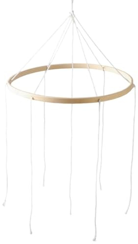 TTETTZ Estructura Móvil de Bambú para Cuna Infantil Aro Artesanal de Madera para Bricolaje Soporte Colgante para Campanillas y Muñecos Accesorio Decorativo, 23 Cm 6 Agujeros, Individual