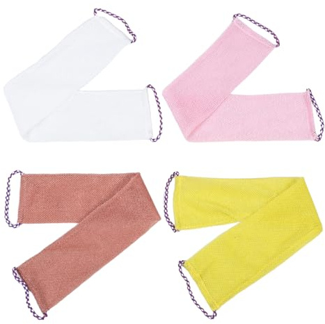 CIYODO 4 Stück 4 Stück-Pack Japanische Peeling Handtücher lang aus Nylon Sanfter Körperpeeling Waschlappen für Dusche Sauna und Rücken Schnelltrocknend Weich und Reich Schäumend