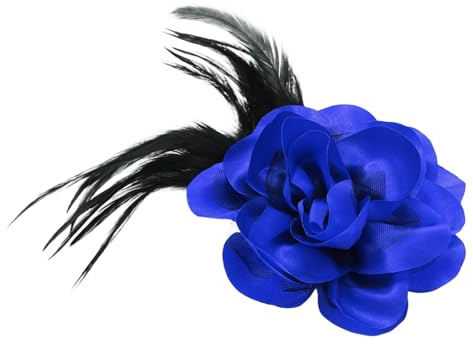 QUARKZMAN Broche De Rosa De Tela Satén Hecho A Mano 4.3 Pulgadas Azul