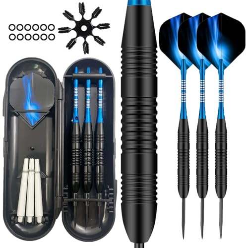 Dartpilar med plastspets för elektronisk darttavla, 3 stycken professionella mjuka darts med aluminiumaxel, pilar set 3 flights 12 anti-lösa gummiringar förvaringslåda