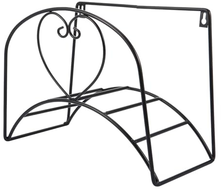 Ciieeo Support de Rangement pour Tuyau d'Arrosage Mural Noir en Fer Forgé 33X24Cm Adapté au Stockage Extérieur L'Organisation de Jardin