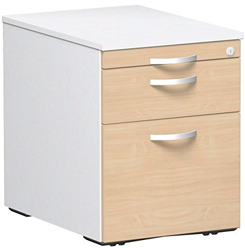 Gera Möbel Container & Funktionsmöbel Rollcontainer, Holzdekor, buche/weiß, 43.8 x 60 x 56.5 cm