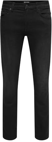 Only & Sons Homme Onsloom Black Jog 7451 Pk Noos jean slim, Noir (Black), 33W / 32L EU