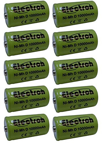 10x Batteria ricaricabile Ni-Mh Torcia D 1,2V 10000mAh 10Ah 61x33mm 33x61mm NiMh