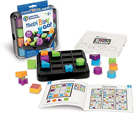 Learning Resources Mental Blox Go!, ab 5 Jahren, Logik- und Denkspiel für unterwegs, trainiert Gedächtnis, Problemlösung und Zuhören, mit 16 Spielsteinen, Aufgabenheft und Reisebox, für 1–2 Spieler