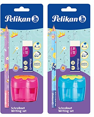 Pelikan 807432 set de iniciación con lápiz, goma de borrar y sacapuntas para aprender a escribir