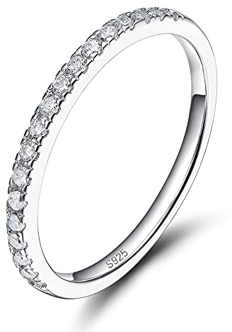 EAMTI 925 Sterling Silver Wedding Bands for Women Eternity Rings Size 8