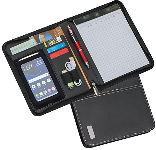 Schreibmappe mit Reißverschluss aus hochwertigem Lederfaserstoff / DIN A5