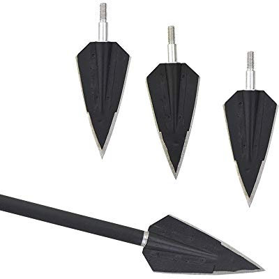 ZSHJG 6pcs Bogenschießen Pfeilspitzen 2 Klingen Jagdspitzen 150 Grains Jagd Broadheads zum Schießen Trainieren für Jagd Pfeil und Bogen (Schwarz)