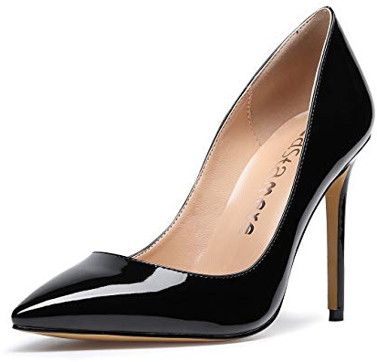Castamere Escarpins Femme Bout Fermé Aiguille Talon 10CM Verni Noir Escarpin EU 37.5