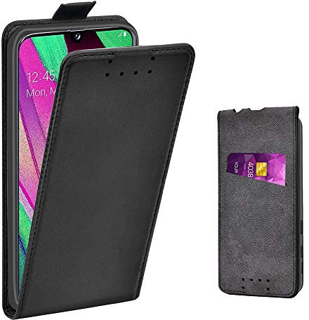 Adicase Galaxy A40 Hülle Leder Tasche für Samsung Galaxy A40 Handyhülle Flip Case Schutzhülle (Schwarz)