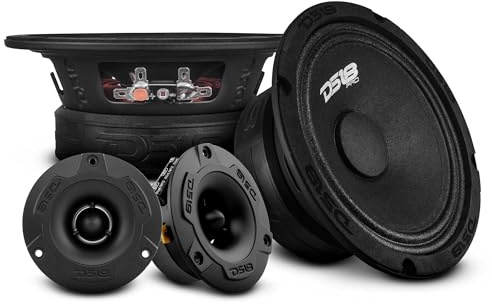 DS18 PRO-GM6.4PK Mid and High Complete Package - Includes 2X Midrange Loudspeaker 6 and 2X Aluminum Super Bullet Tweeter 1 Built in Crossover - Door Speakers for Car or Truck Stereo Sound System
