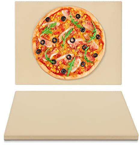 Arcedo Pietra per pizza per forno e grill, 38 x 30 cm, pietra rettangolare per pane, teglia per pizza in ceramica resistente, resistente agli shock termici, pietra per pizza per pizza, pane, torte e
