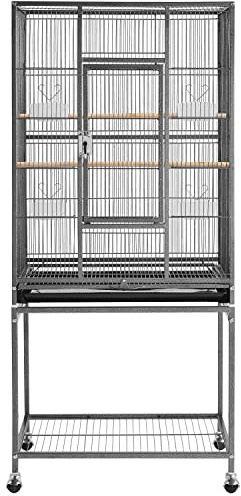 Yaheetech Fågel voljär med dörr fågelhus med hjul 61 x 43 x 135 cm